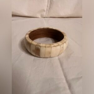 Vintage chunky “bone” wood bangle bracelet.